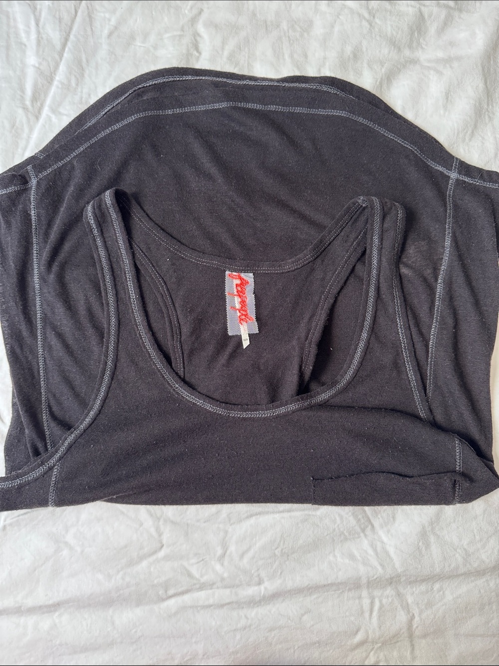 Free People Black Ribbed Racerback Tank with Contrast Stitching - Picture 4 of 4